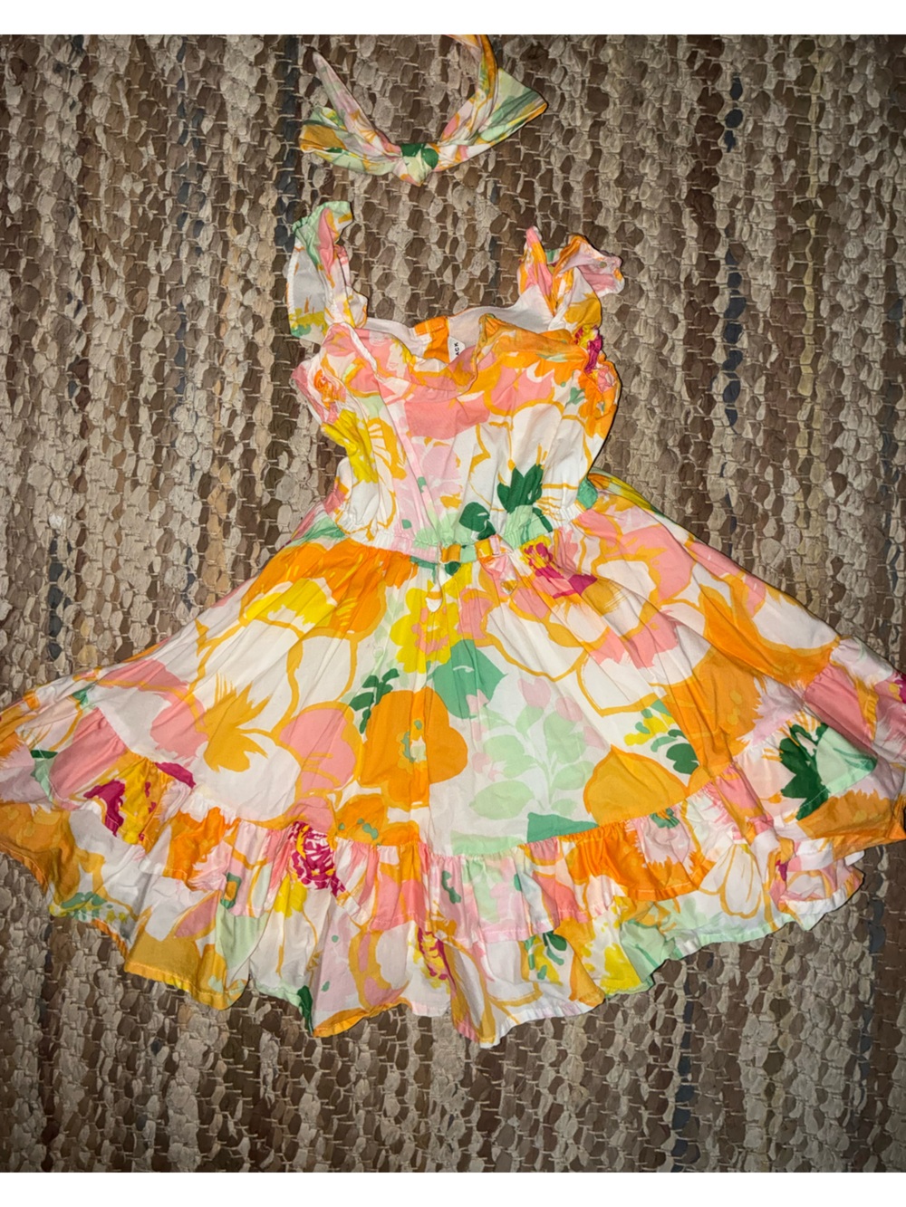 Janie and Jack Floral Sundress in Orange, Pink & White